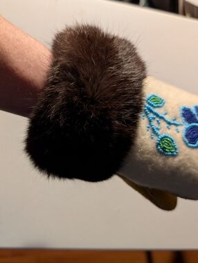 Traditional Indigenous women’s hand beaded mittens